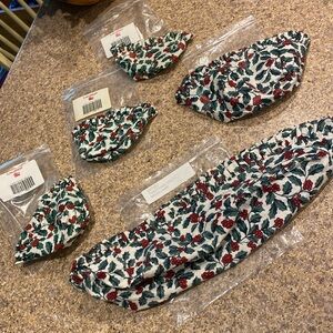 5 Longaberger Traditional Holly Fabric Basket Liners Possibly Bread? Thyme?